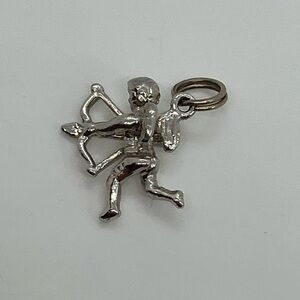 Vtg 925 Sterling Silver Cupid Angel Cherub Valentines Day Theme Charm / Pendant